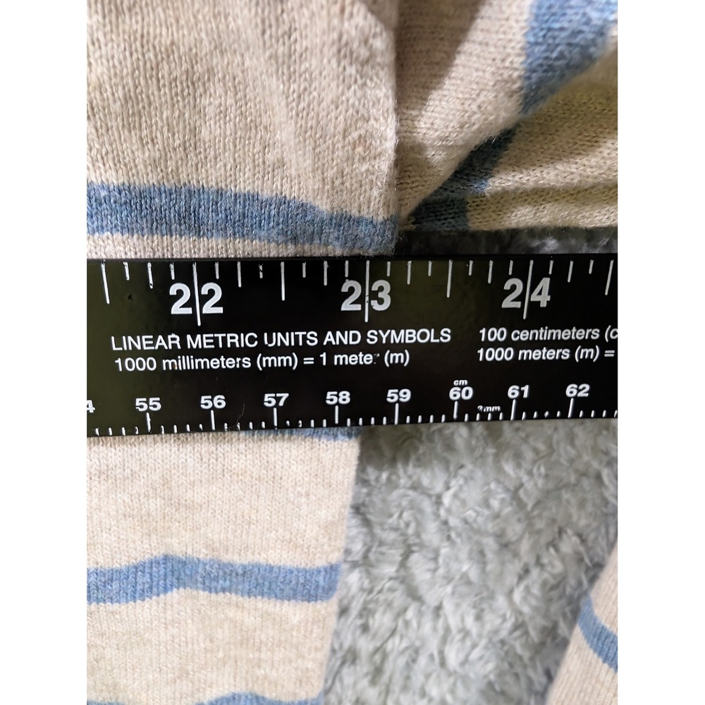 J.Crew Mens Large Blue Beige Striped Lightweight Knit Hoodie AX175 SU21 - Picture 8 of 8